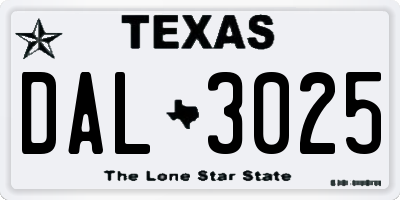 TX license plate DAL3025
