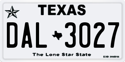 TX license plate DAL3027