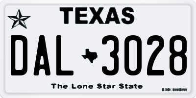 TX license plate DAL3028