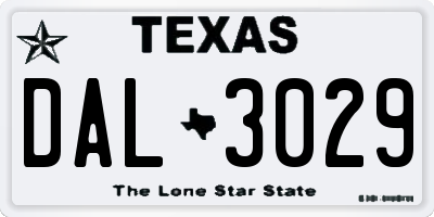TX license plate DAL3029
