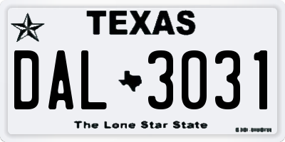 TX license plate DAL3031