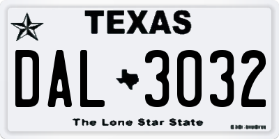 TX license plate DAL3032