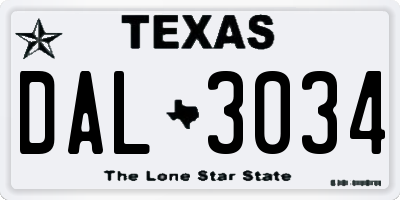TX license plate DAL3034