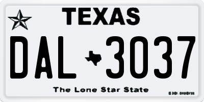 TX license plate DAL3037