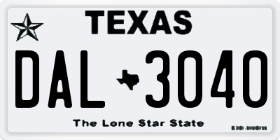 TX license plate DAL3040