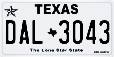 TX license plate DAL3043