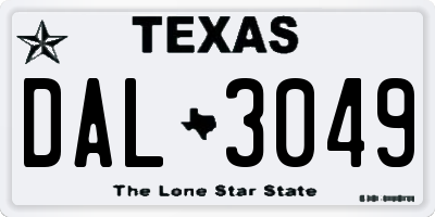 TX license plate DAL3049