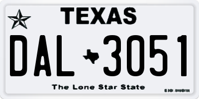 TX license plate DAL3051