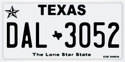 TX license plate DAL3052