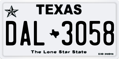 TX license plate DAL3058