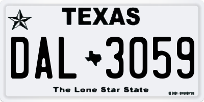 TX license plate DAL3059