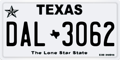 TX license plate DAL3062