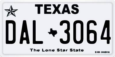 TX license plate DAL3064