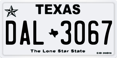 TX license plate DAL3067