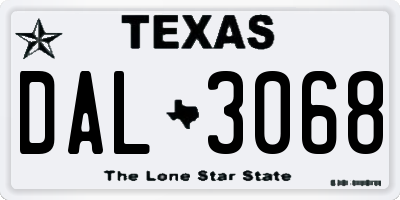 TX license plate DAL3068