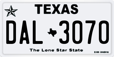 TX license plate DAL3070