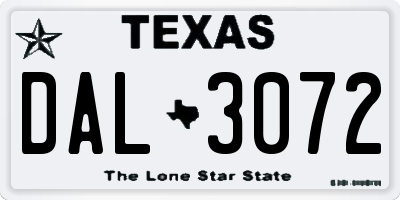 TX license plate DAL3072
