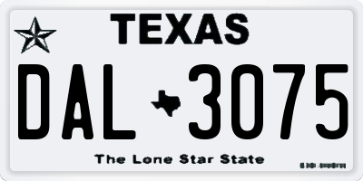 TX license plate DAL3075
