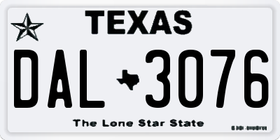 TX license plate DAL3076