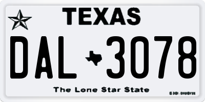 TX license plate DAL3078