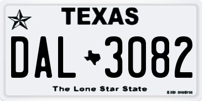 TX license plate DAL3082