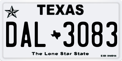 TX license plate DAL3083