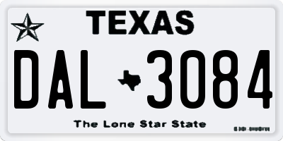 TX license plate DAL3084