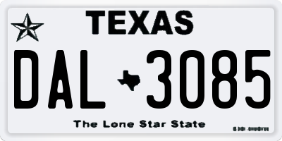 TX license plate DAL3085