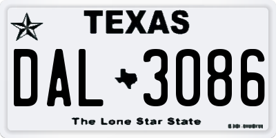 TX license plate DAL3086