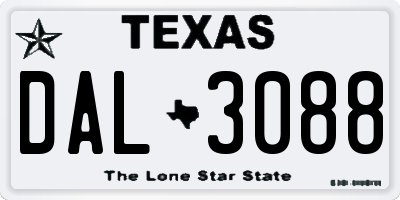 TX license plate DAL3088