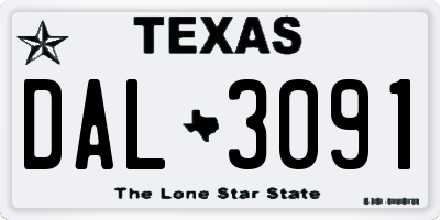 TX license plate DAL3091