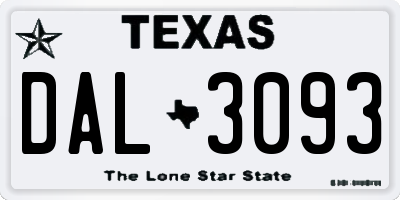 TX license plate DAL3093