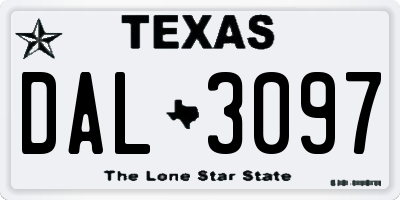 TX license plate DAL3097
