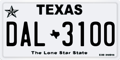 TX license plate DAL3100