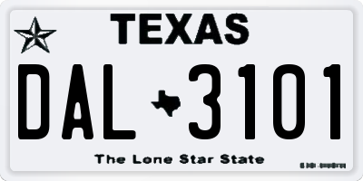 TX license plate DAL3101