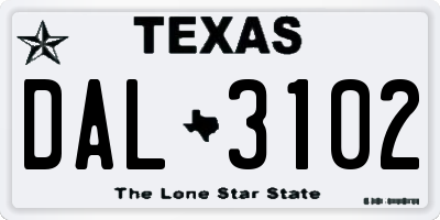 TX license plate DAL3102