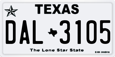 TX license plate DAL3105