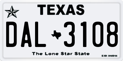 TX license plate DAL3108