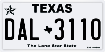 TX license plate DAL3110