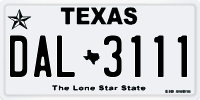 TX license plate DAL3111