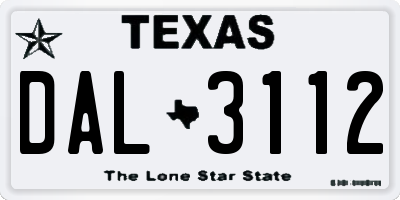 TX license plate DAL3112