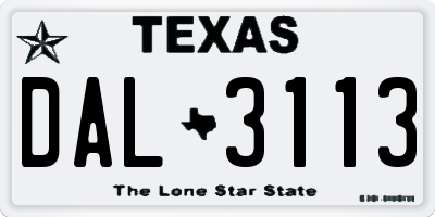 TX license plate DAL3113