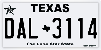TX license plate DAL3114
