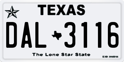 TX license plate DAL3116
