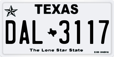 TX license plate DAL3117