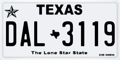 TX license plate DAL3119