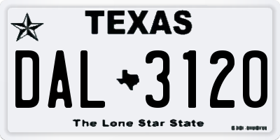 TX license plate DAL3120