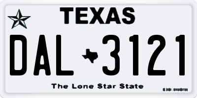 TX license plate DAL3121