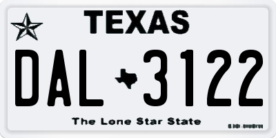 TX license plate DAL3122