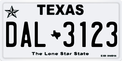 TX license plate DAL3123